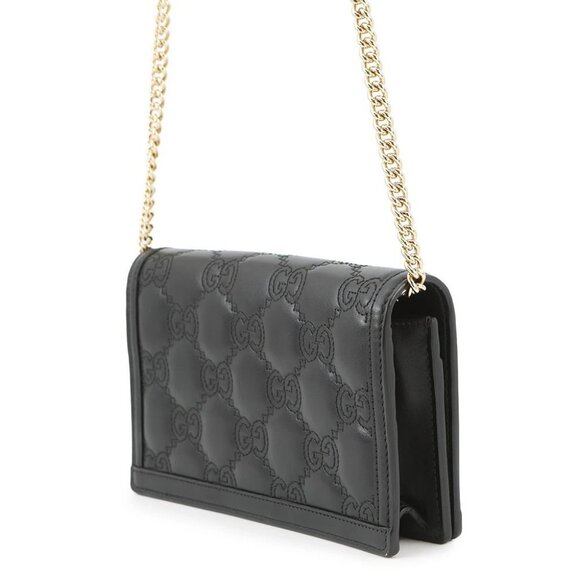 GUCCI GGMatelasse Chain Wallet Leather Black - Picture 2 of 16